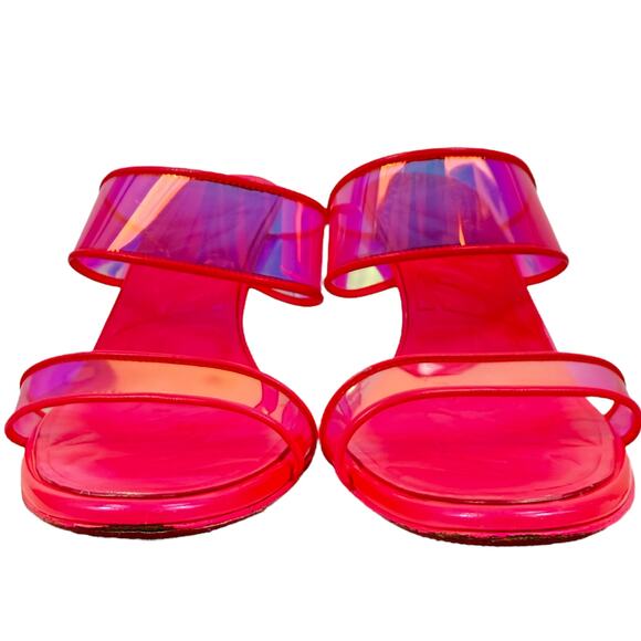 Christian Louboutin Just Loubi Pvc Fluorescent Pink Sandals Size 38 - Picture 5 of 10